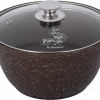 2L Marble line non-stick Kazan for pilaf(plov) "Coffee" with glass lid. Dimensions:(H14 xD27cm) Bottom D:16cm.