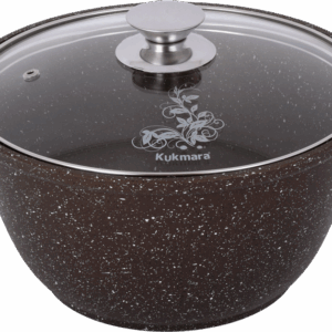 3L Marble line non-stick Kazan for pilaf(plov) "Coffee" with glass lid. Dimensions:(H14 xD27cm) Bottom D:16cm.