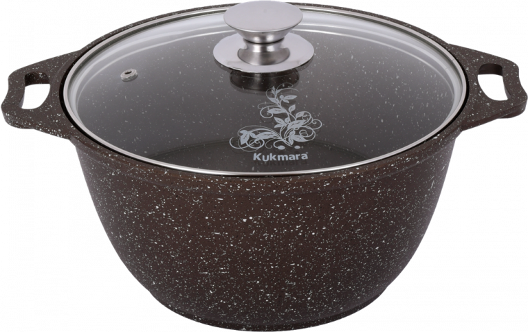 Buy in Toronto in russian Kalyna store Kazan Cauldron 800 Steeles Av.W unit B17 Thornhill On Canada Ph 905 482 3382 2L Marble line non-stick Kazan for pilaf(plov) "Coffee" with glass lid. Dimensions:(H14 xD27cm) Bottom D:16cm.