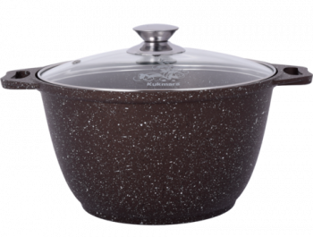 6L non-stick Marble coated saucepan"Coffee" with glass lid. Dimensions(D x H xBottom) :26x19 x18,3cm.