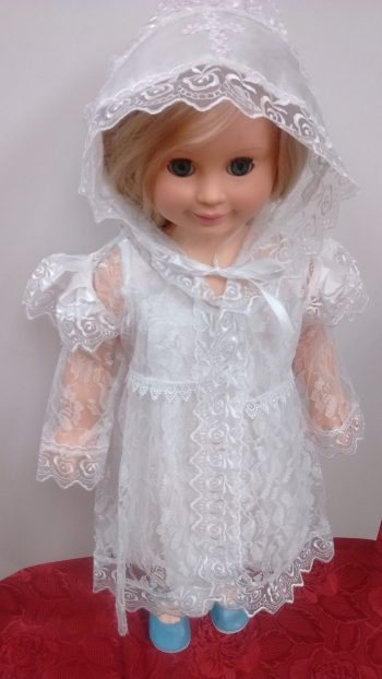 Christening dress for Baby Girls. Lace. Крестильная одежда для девочки. 2 piece - t-shirt and cape.