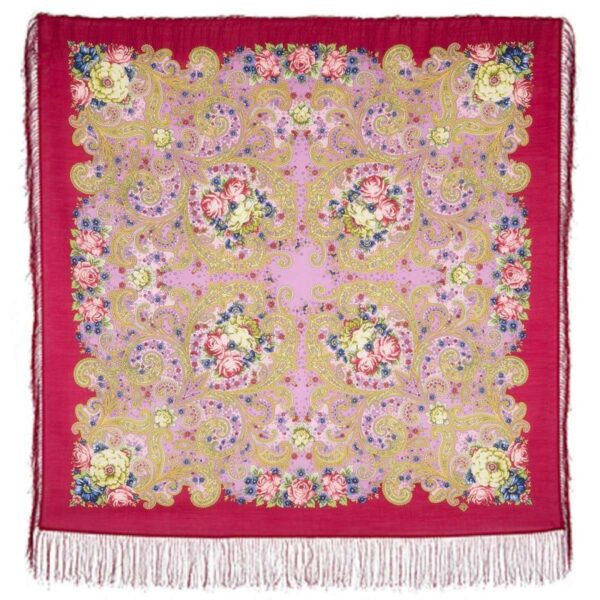 Pavlovo-Posad Shawl 100% Wool. "Dreams about Happiness", Size 125*125. Author: Elena Favoritova