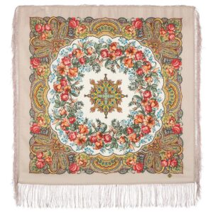 ''Russian Pereplyas''Pavlovo posad platki, 100% of wool, size 89 by 89 cm. Since 1795....