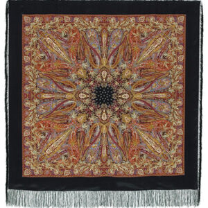 ''Golden Carousel''Pavlovo posad Silk Shawls, size 130 by 130cm. Artist: Elena Favoritova....