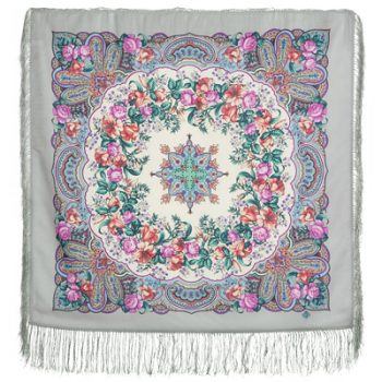 Shawl "Russian Pereplyas'' Pavlovoposad factory. 100% wool. size: 89*89cm(35,6*35,6'')....