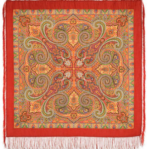 ''Golden Carousel''Pavlovo posad Silk Shawls, size 130 by 130cm. Artist: Elena Favoritova....