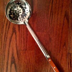 48 cm. Long and Deep Uzbek Skimmer for pilaf with wooden handle, шумовка для плова как у Сталика Ханкишиева.