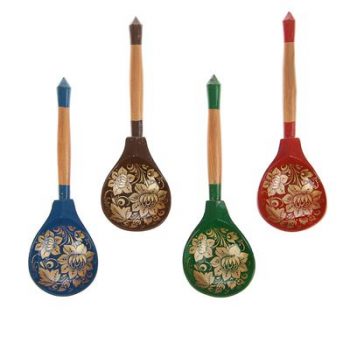 Wooden spoon Handmade, Hand-painted, Russian Art. Size: 3 cm × 5.7 cm × 18 cm. Pattern in Assortment.