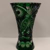 Emerald green Hand-cut Tall crystal vase,  Height 29cm. brand Gus crystal