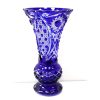 Royal Blue Vintage Russian Hand cut crystal vase 26cm( 10.24 inches). brand: "Gus Crystal"