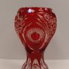 Hand cut Red Classic crystal vase. Height 24cm. brand "Gus Crystal".