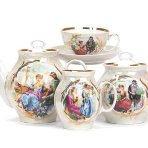 ''Alpine flowers "Dulevo - Kuznetcov porcelain tea set, 14pc for 6 people.  Hand made