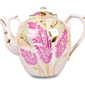 4,5L Dulevo porcelain Teapot ”Pink Lilac” hand-painted with 24 karat gold.