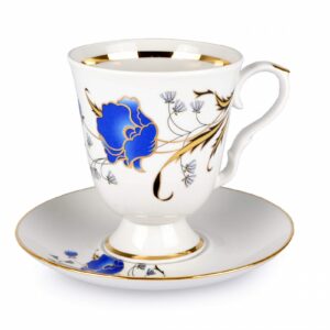 ''Alpine flowers "Dulevo - Kuznetcov porcelain tea set, 14pc for 6 people.  Hand made