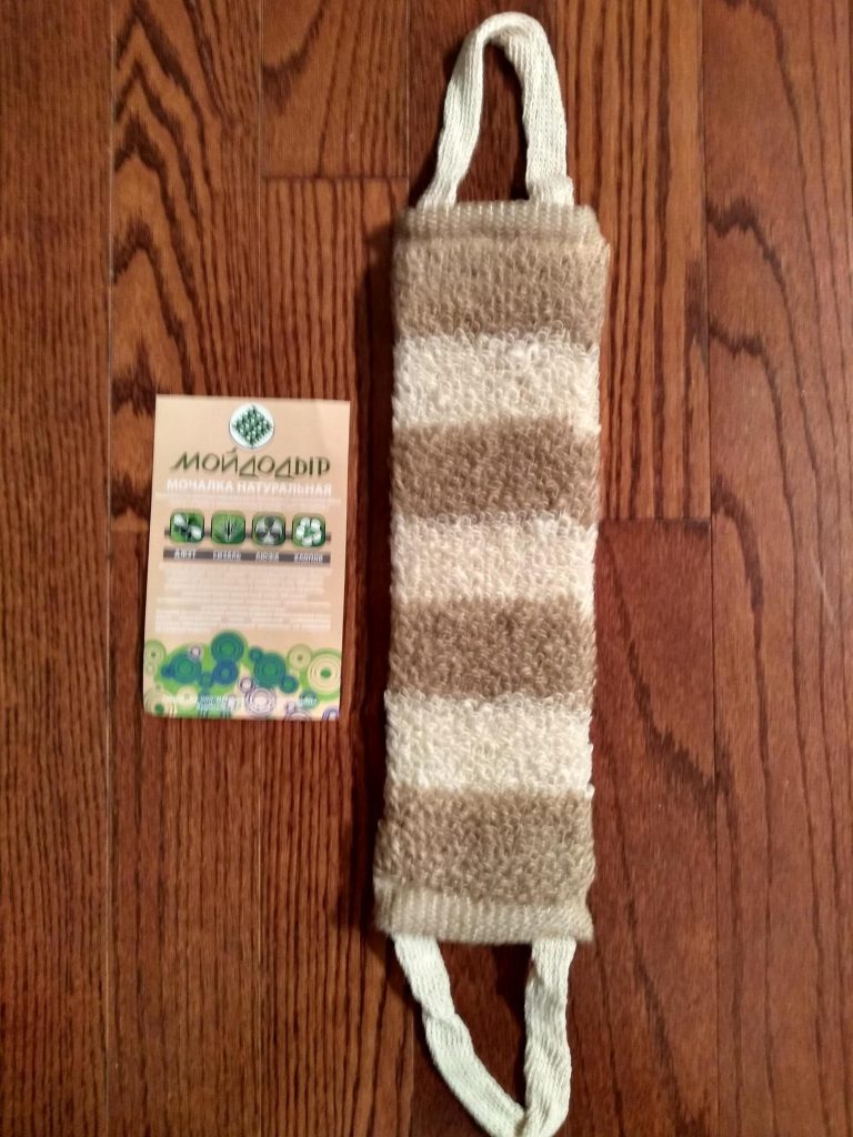 Medium hardness Sponge for bath made out of stinging Нettle/Cotton. "Mojdodyr". Krapiva.