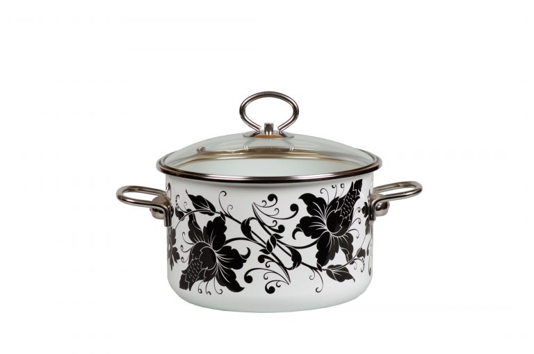 Canada Enameled cooking pots are convenient for storing food, food is stored for a long time, does not deteriorate. High quality, healthy, long lasting 4L"Tango" Steel Enameled cookware pot. brand Vitros. Suitable for electric, glass-ceramic, gIass stoves. Induction and halogen