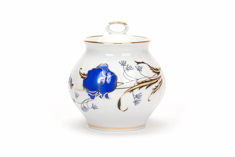 Dulevo Sugar Bowl Pattern "Blue Poppy" 25 oz(750ml)*