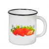 Steel Enamel mug 1L "Strawberry". Microwave is not a save. Suitable for electric, glass-ceramic, gas stoves. Induction and halogen cooktop.