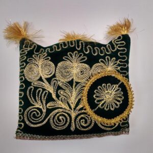 Green/Gold Tea and Coffee Cozy, handmade with a very traditional Uzbek style. Size: 29x30cm