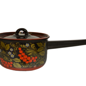 Steel enameled pan with lid 1.5L. Pattern "Rowan". Russian brand