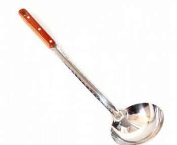 38 cm. Average Uzbekistan soup ladle with wooden handle, как у Сталика Ханкишиева.