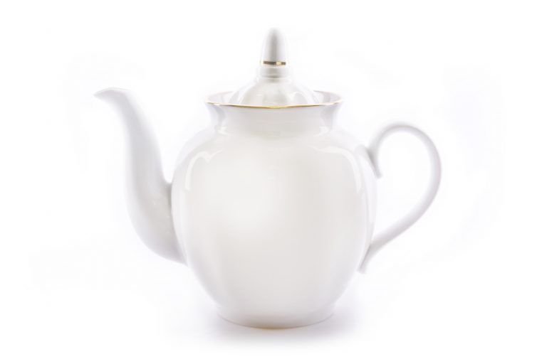 900ml porcelain Dulevo Teapot  ''White Swan'', hand-painted*