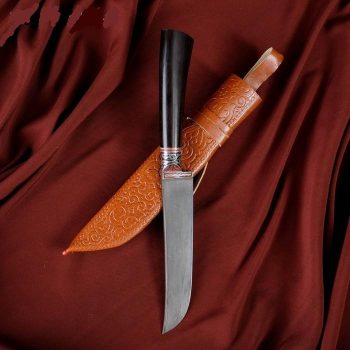 Uzbek National Knife Pchak Sharhon - black hornbeam, sukhma, buttons. Blade:13cm, full length:25cm*