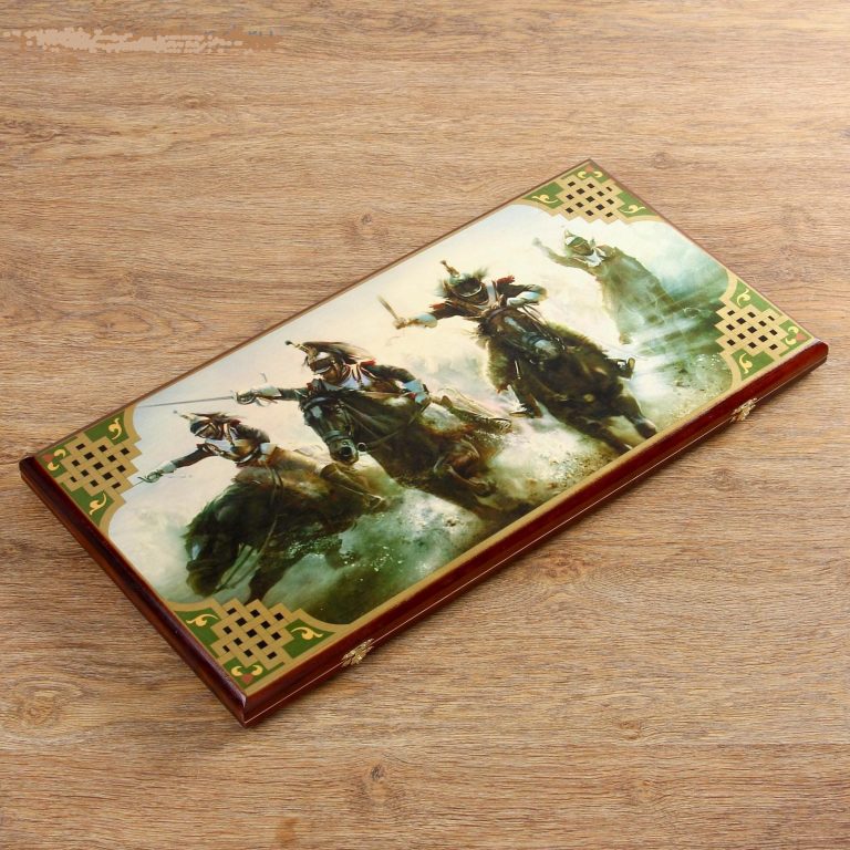 Backgammon "Attack", wooden board 60x60 cm, with a field for playing checkers