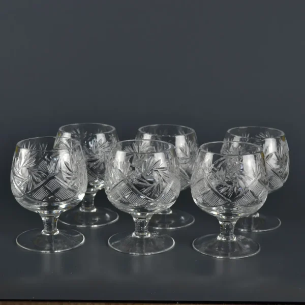 Crystal Glasses 330 ml, Set of 6, Hand-Cut, Made in Belarus