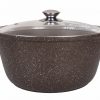 5L Saucepan-roaster with glass lid, with non-stick coating (coffee marble).