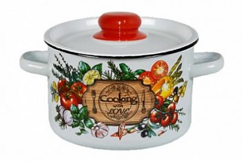 4.5L Steel Enameled pot"Смак". Suitable for electric, ceramic,gas stove. Induction and Halogen cooktop.