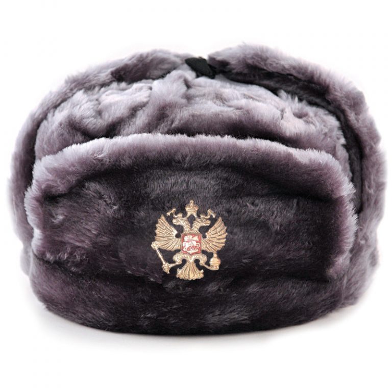 Size: 60.Russian shapka ushanka with emblem Cap with ear flaps artificial fur with a cockade.