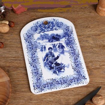 Gift. Souvenir chopping board made of birch wood "Winter", size:20cm × 28 cm*