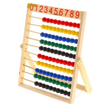 Gift.Wood  Abacus with numbers, round beads. Size (L × W × H) 2 × 24 × 29 cm. Счёты деревянные с цифрами, круглые бусины