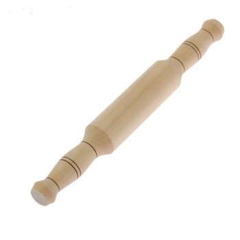 Rolling pin with handles, birch, 35 × 4.5 cm