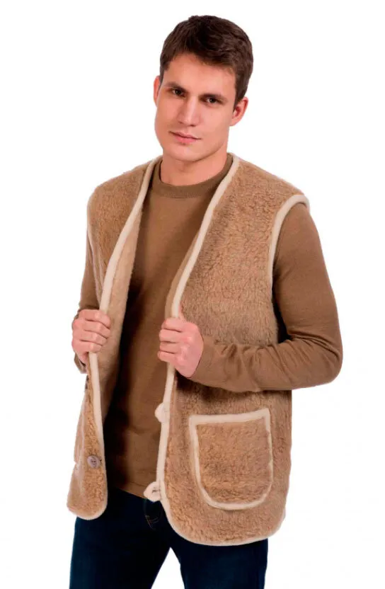 Size: 3XL(62-64Rus). Universal Vest made of Kazakhstan camel wool for men and women (Bezrukavka).