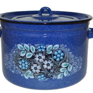 Steel Enameled pot with a lid "Strawberry" 18L. Suitable for electric, glass-ceramic, gas stoves. Induction and Halogen cooktop.