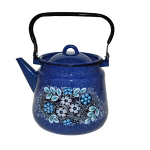 Steel enameled kettle "Blueberry". Suitable for electric, glass-ceramic, gas stoves. Induction and halogen cooktop. Russian Brand. Out of Stock. New arrival expected.