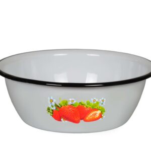 Enameled Bowl “Strawberry”. Suitable for electric, ceramic, gas, induction cooktops.