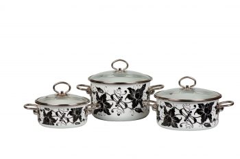 3pc set V: 2L,4L,5L." Tango" Enamel cookware . Suitable for electric, ceramic, gas, induction stove.Famous brand''Vitross''