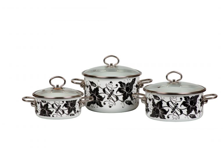 3pc set V: 2L,3L,4L." Tango" Enamel cookware. Suitable for electric, ceramic, gas, induction stove.Famous brand''Vitross''