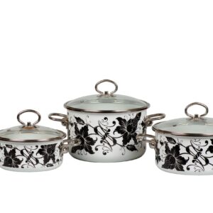 3pc set V: 2L,4L,5L." Tango" Enamel cookware . Suitable for electric, ceramic, gas, induction stove.Famous brand''Vitross''