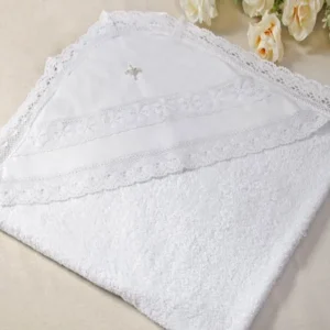 Christening Towel with Embroidered Cross – 100% Cotton, Soft & Absorbent, for Babies and Children