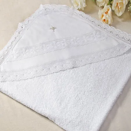 Christening Towel with Embroidered Cross – 100% Cotton, Soft & Absorbent, for Babies and Children