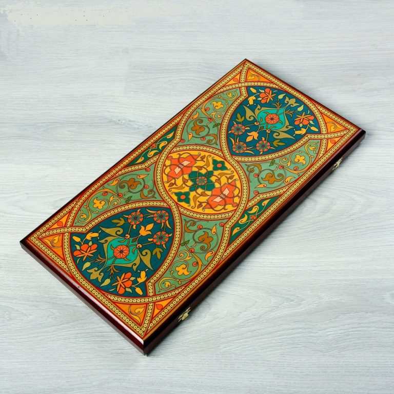 Backgammon "Persian", wood board 60x60 cm, with a field for playing checkers, d = 2.7 cm, h = 0.9 cm
