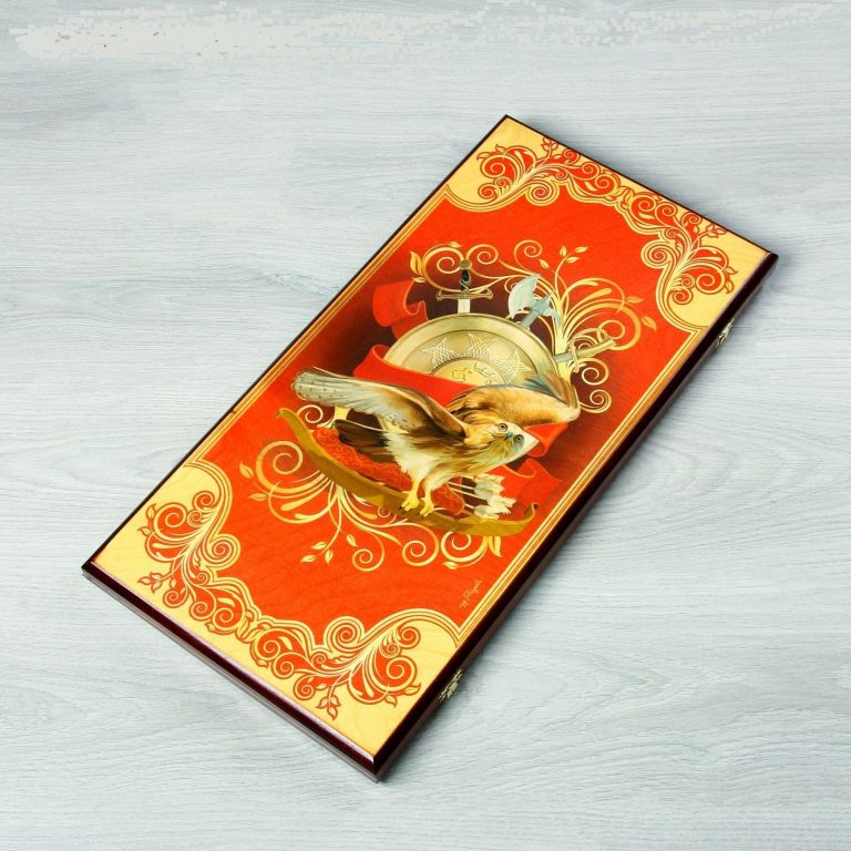 Backgammon "Hawk", wooden board 60x60 cm, with a field for playing checkers