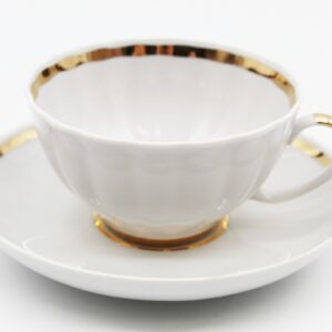 Cup and saucer ,275gr.Hand painting with 24 karat gold from Famous Dulevo plant.
