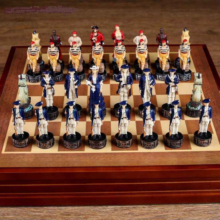 38x38x8 cm.board. Souvenir chess "Pirate fight" made in Russia. Шахматы"Пиратская схватка"