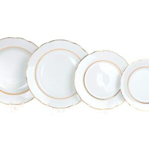 Dulevo (Kuznetsov) porcelain dinner set of plates,"Montreal",24 pieces for 6 person.