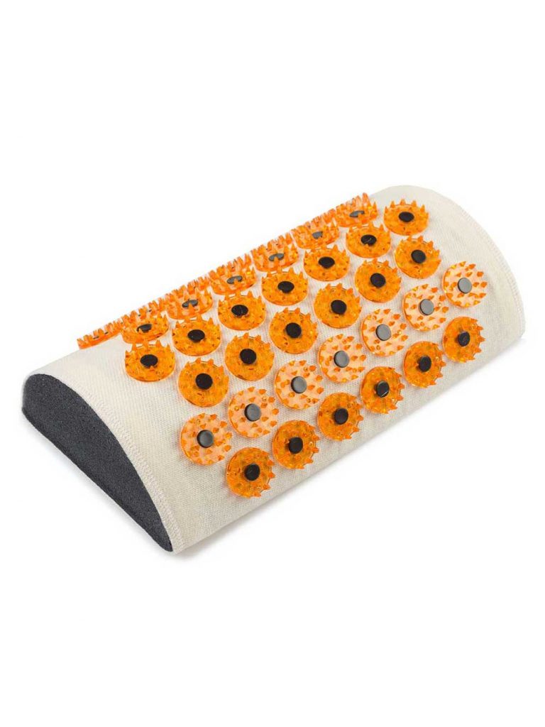 Medical massager "Tibetan magnetic applicator" on a soft pad, neck roll +Book - the encyclopedia of needle massage,yellow